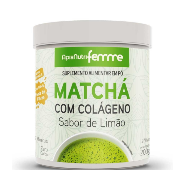 MATCHA CON COLAGENO SABOR LIMON APISNUTRIFEMME 200G